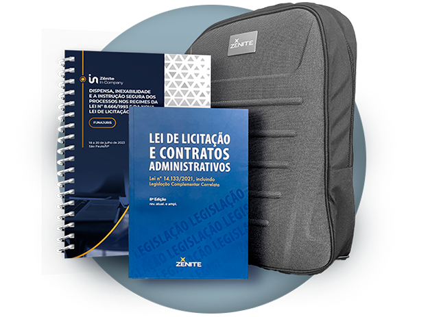 Kit de materiais contendo mochila, livro, caderno, carteira, etc.